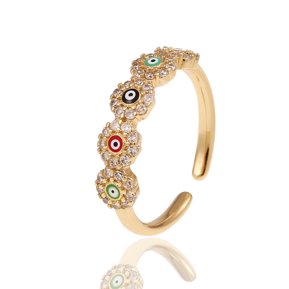18K Evil Eye Ring Zircon Jewelry Party Holiday Gift Women